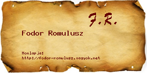 Fodor Romulusz névjegykártya